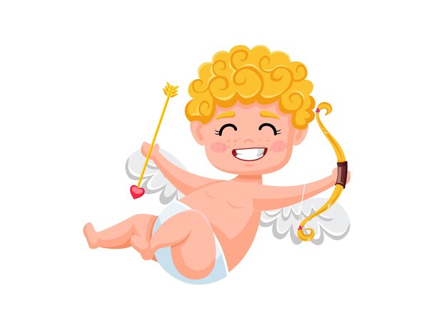 Personagem De Desenho Animado Cupido Engraçado Com Arco E Flecha Elementos De Ilustração 6479