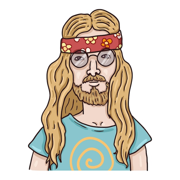 Personagem De Desenho Animado Do Vetor Homem Hippie Retrato De Subculturas Vetor Premium 1174