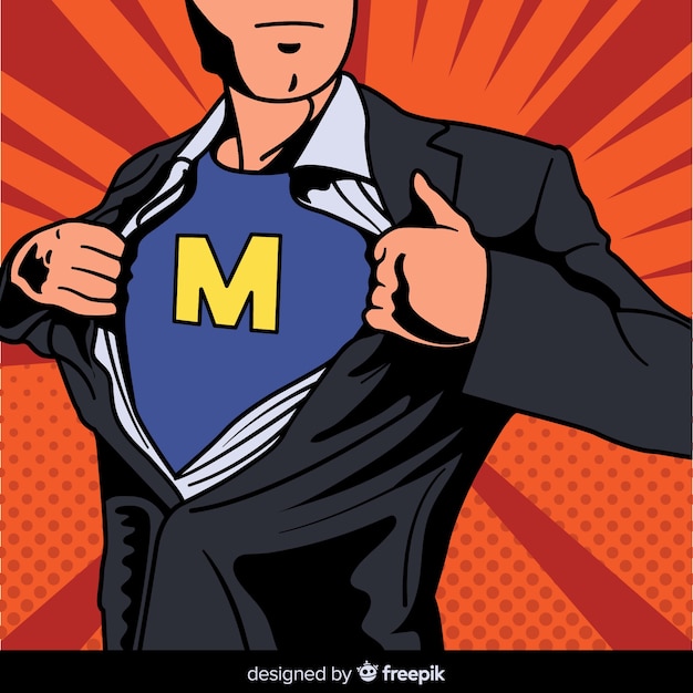 Personagem de super-herói com estilo pop art Vetor grátis
