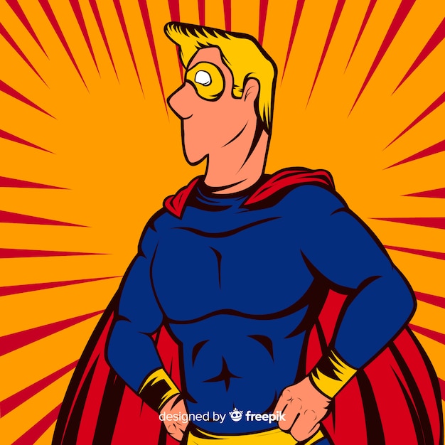 Personagem de super-herói com estilo pop art Vetor grátis