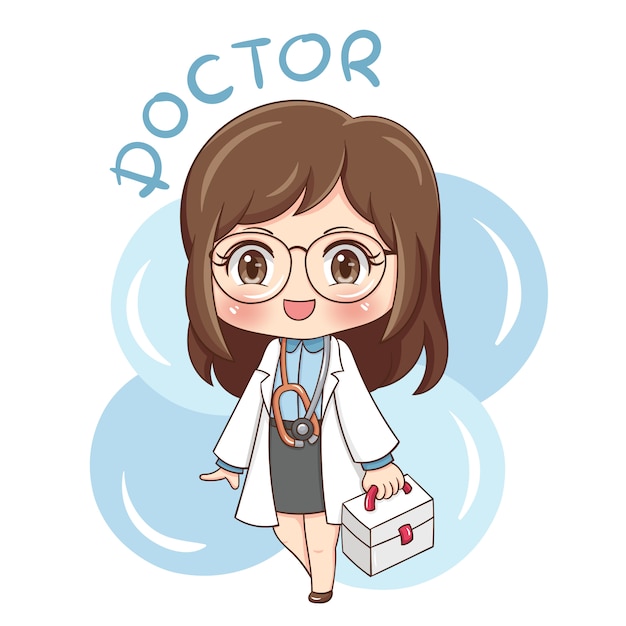 Personagem Feminina Personagem Médico Ilustração Vetor Premium