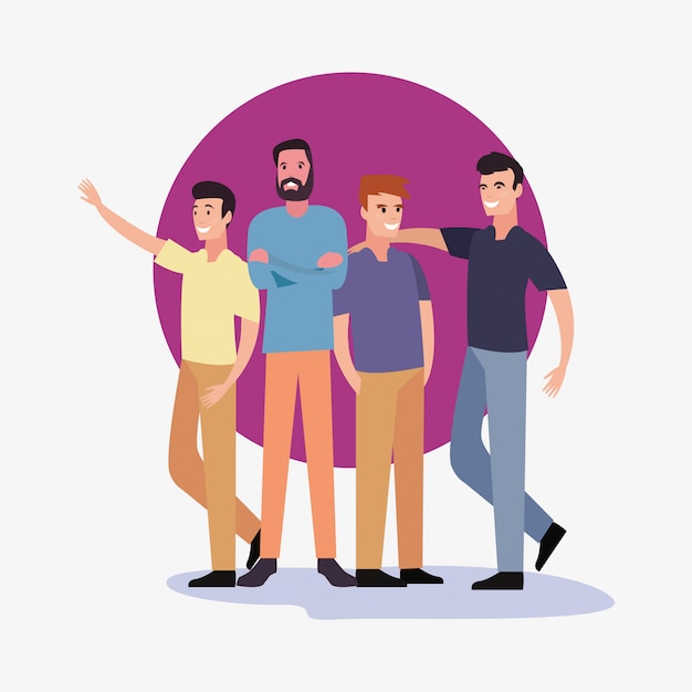 Personagens De Grupo De Pessoas ícone Masculino Vector Ilustration Vetor Premium 0595