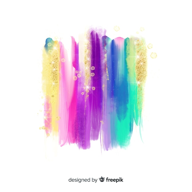 Pinceladas de aquarela com glitter Vetor grátis