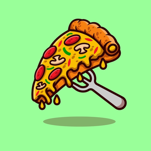 Pizza queijo derretido em uma ilustração vetorial de desenho de