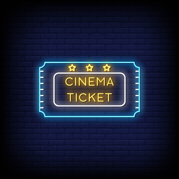 Placa De Néon De Ingresso De Cinema Na Parede De Tijolo Vetor Premium 6051