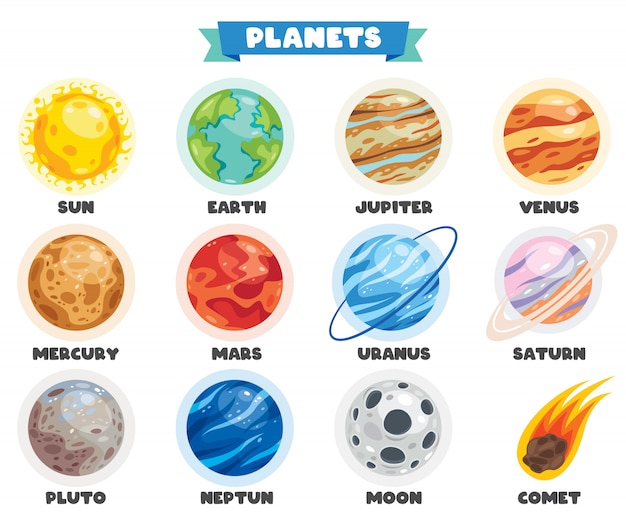 Planetas Coloridos Do Sistema Solar Vetor Premium 5994
