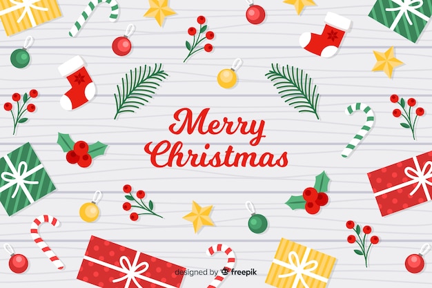 Plano de fundo de natal com elementos de natal Vetor grátis