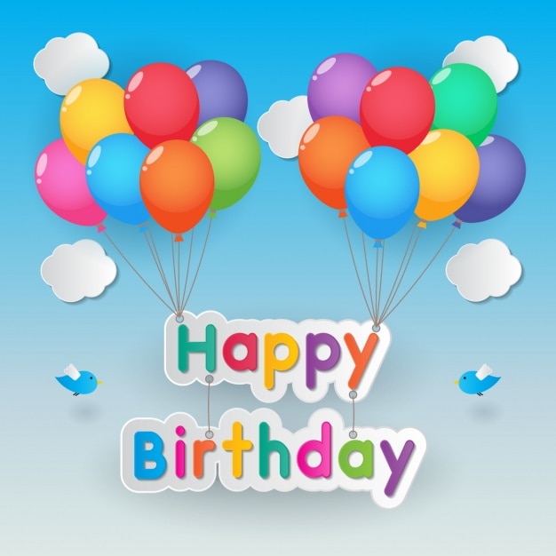 Poster feliz aniversário com balões  Baixar vetores grátis