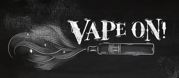 Poster vaporizador com nuvem de fumo no estilo vintage lettering vape no desenho com giz Vetor Premium