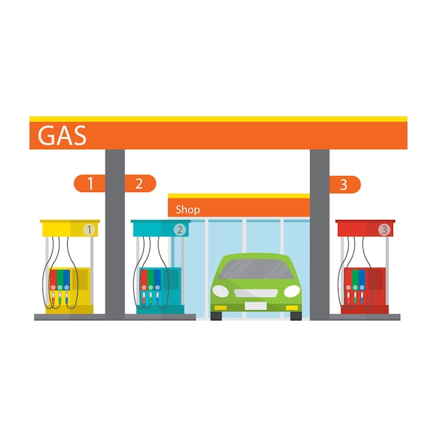 Posto de gasolina. | Vetor Premium