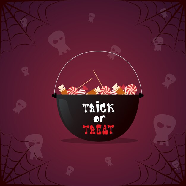 Potenciômetro de bruxa com poção e crânio. feliz dia das bruxas decoração horror party Vetor Premium