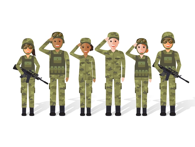 Povo militar. Vetor Premium