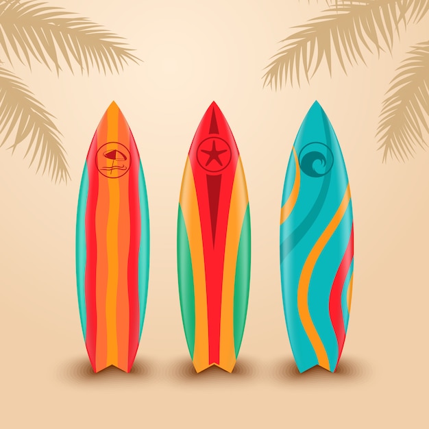 Pranchas De Surf Com Design Diferente Ilustração Vetor Premium 9739