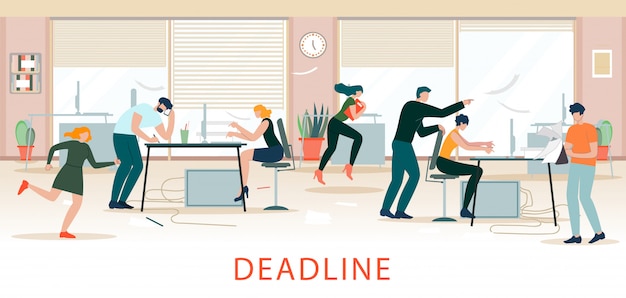 Prazo situação, office chaos, escassez de tempo. Vetor Premium