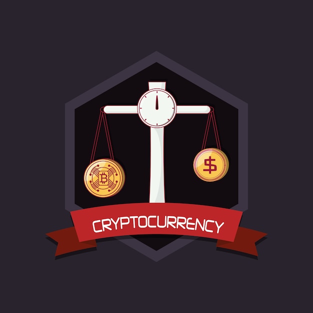 Projeto de criptomoeda com escala com cryptocoins Vetor Premium