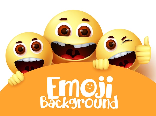 Projeto De Fundo De Texto De Vetor Emoji Personagens Emojis Emoticons