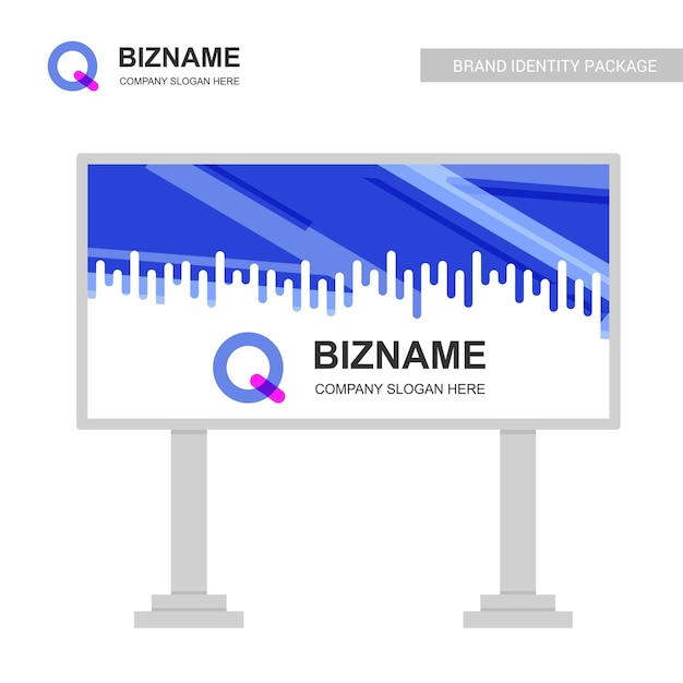 Projeto de placa de bill de empresa com vetor de logotipo q Vetor grátis