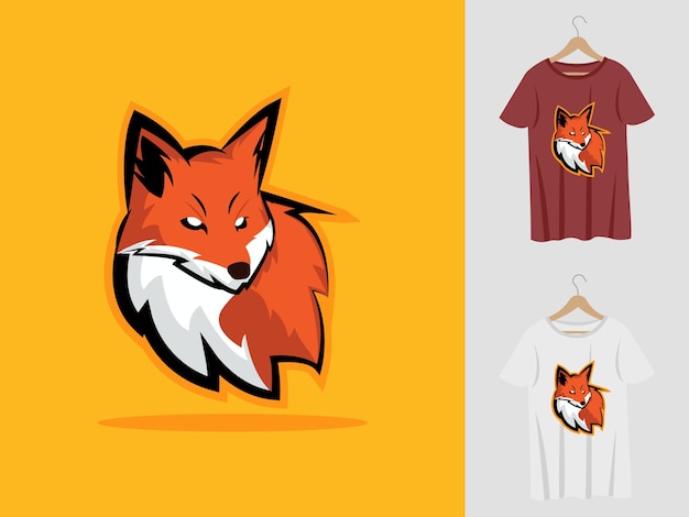 Projeto Do Mascote Do Logotipo Da Fox Com T Shirt Ilustração De Cabeça