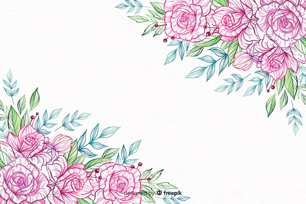Quadro de flor decorativa desenhada de mão Vetor grátis