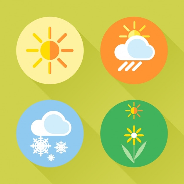 Quatro ícones sobre as estações do ano Vetor grátis