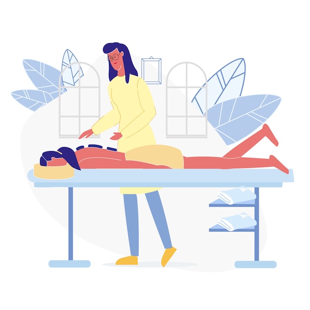 Relaxante massagem terapêutica plana vector illustration Vetor Premium