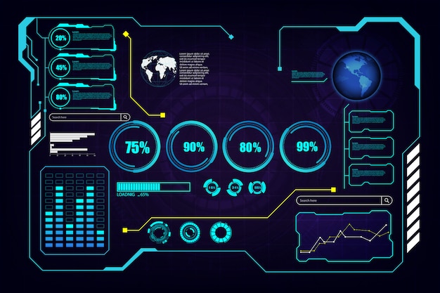 Resumo hud ui gui futuro futurista tela sistema virtual fundo Vetor Premium