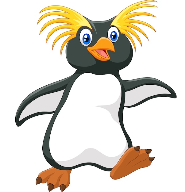 Rockhopper De Pinguim Feliz Dos Desenhos Animados Vetor Premium