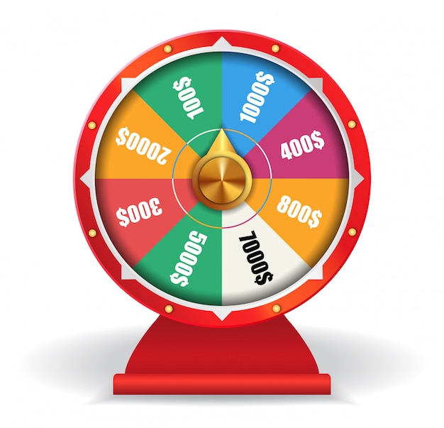 Roda colorida da sorte com dinheiro. roda de fortuna de giro, las vegas, prêmio. Vetor grátis