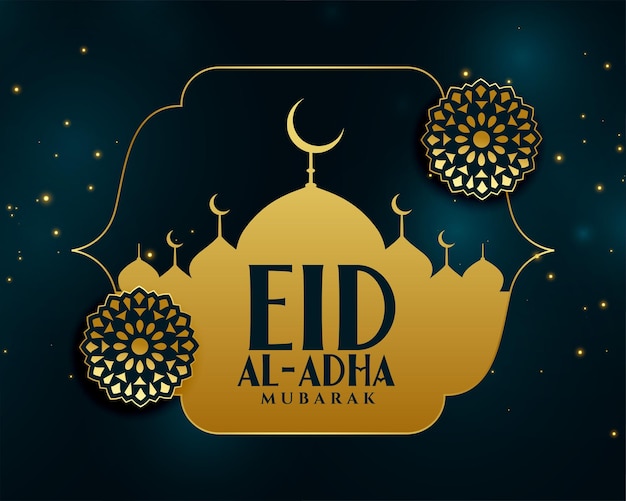 Saudação islâmica decorativa dourada eid al adha | Vetor ...