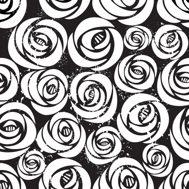 Seamless Com Rosas Brancas Sobre Fundo Preto Com Ilustração Do Grunge Nature Vector Vetor Grátis 6024