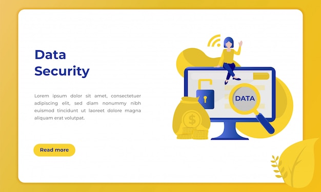 Segurança de dados do cliente, ilustração com o tema do setor bancário Vetor Premium