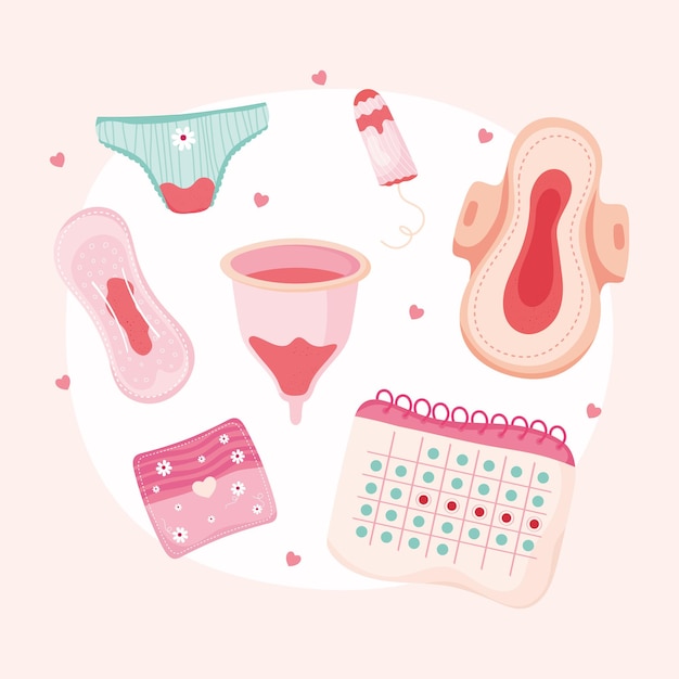 Sete ícones Do Período De Menstruação Vetor Premium 8513