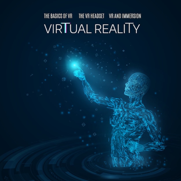 Silhueta de uma mulher tocando um objeto virtual em um spa virtual Vetor Premium