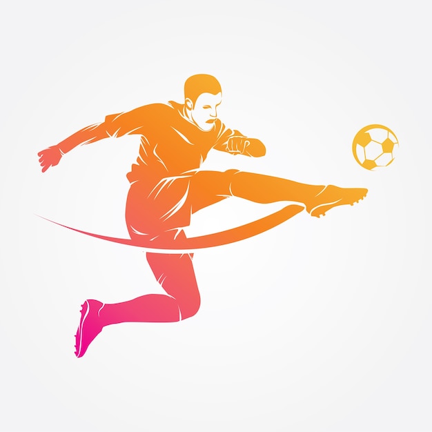 Silhueta de vetor de logotipo de jogador de futebol | Vetor Premium
