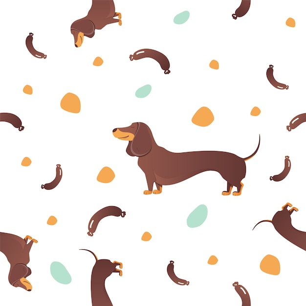 Simples e moderno padrão sem emenda com o cão. Vetor Premium