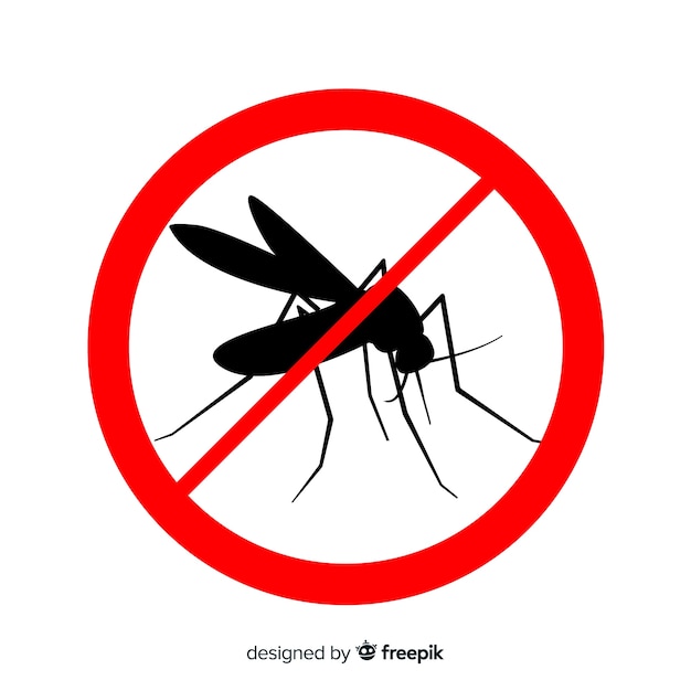 Sinal de aviso de mosquito com design plano Vetor grátis