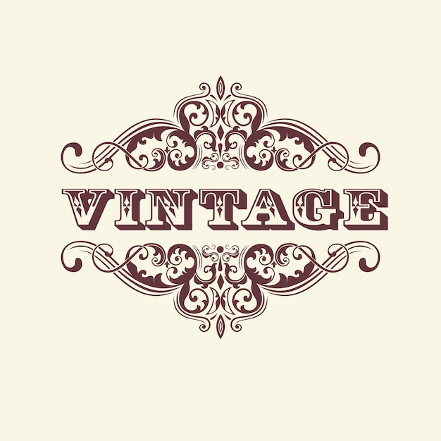 Sinal de estilo vintage. com elementos florais. elemento elegante para design de cartão de convite. Vetor grátis
