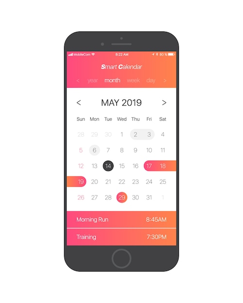 Smart calendar app vetor de conceito de interface do usuário Vetor