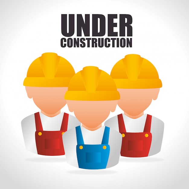 Sob o projeto de construção. Vetor Premium