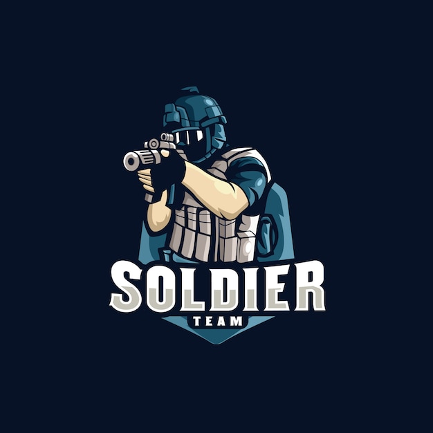 Soldado Esports Logo Gaming Vetor Premium