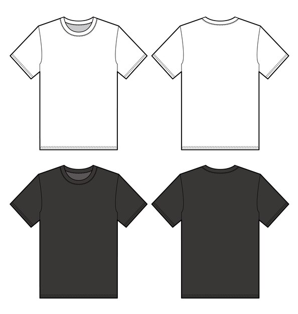 T Shirt Básica Modelo De Desenho Técnico Plano De Moda Vetor Premium 4894