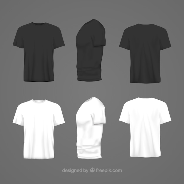Download T-shirt masculina em diferentes pontos de vista com estilo realista | Vetor Grátis