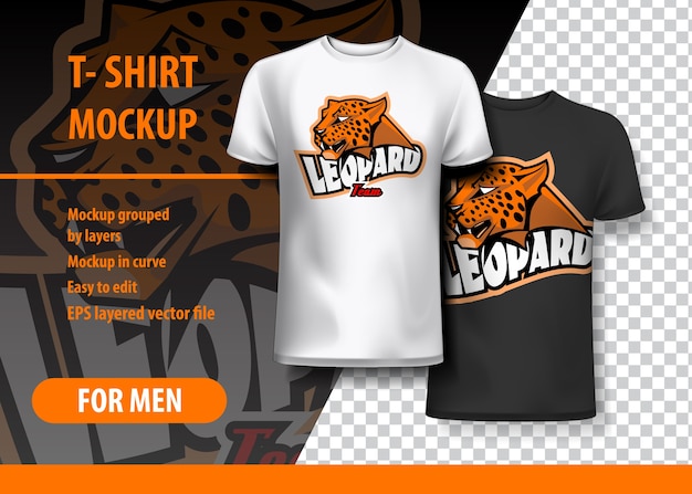 Download T-shirt mockup with leopard frase em duas cores | Vetor ...