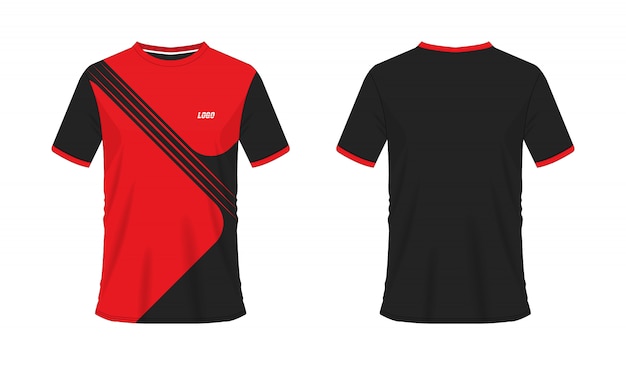 T Shirt Vermelho E Preto Modelo De Futebol Ou Futebol Para Clube De