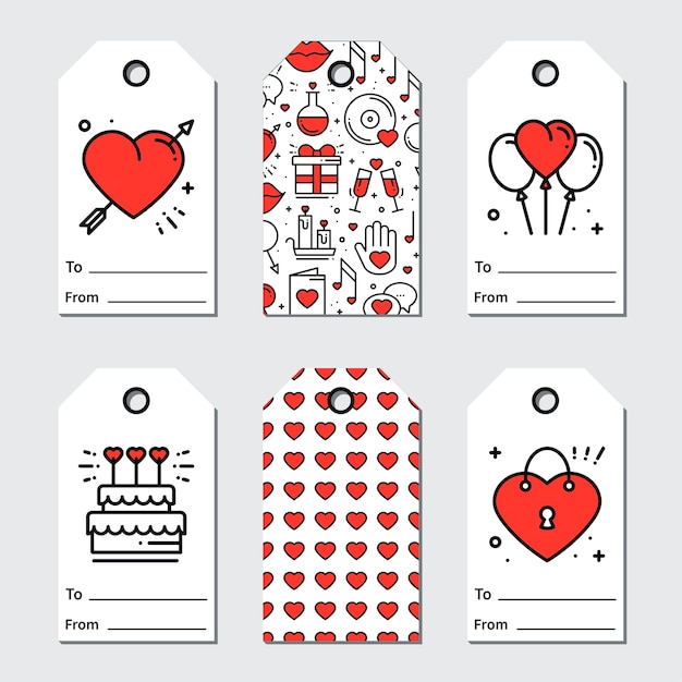 Tag do presente do dia de valentim Vetor Premium