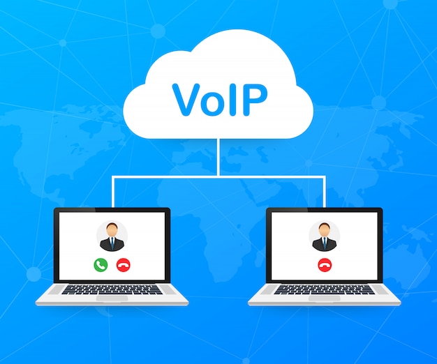 Tecnologia Voip Voz Sobre Ip Banner De Chamadas Pela Internet Vetor Premium 7558