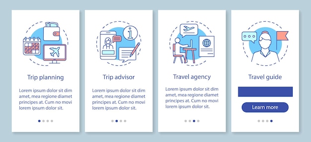 Tela Da Página Do Aplicativo Móvel De Integração Com Conceitos Lineares Agência De Viagens E 3393