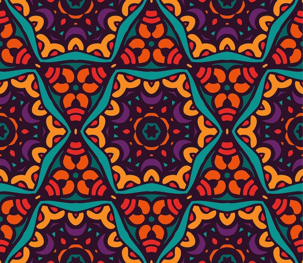 Teste Padrão Tribal étnico Do Vetor Floral Colorido Festivo Abstrato Desenho Floral Geométrico 9629