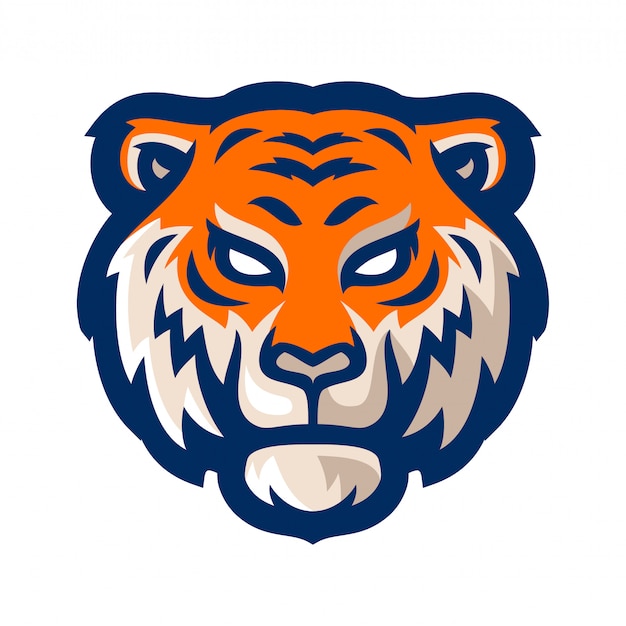 Tigre e esporte logotipo mascote modelo ilustração vetorial Vetor Premium