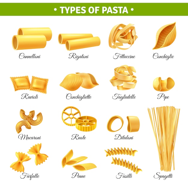 Tipos de macarrão infográficos | Vetor Grátis